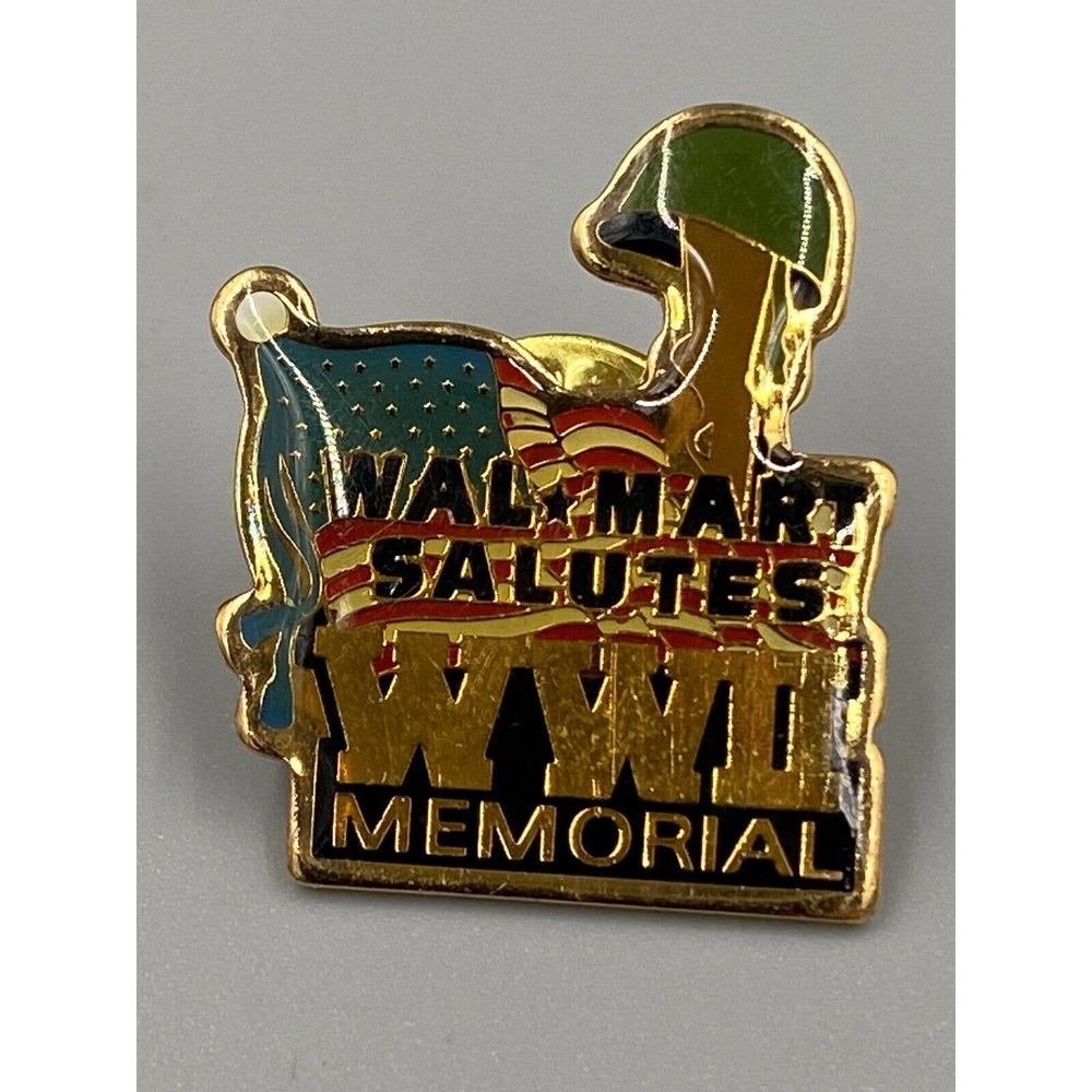 Vintage Walmart Salutes WW2 WWII World War II Memorial‎ Enamel Lapel Pin